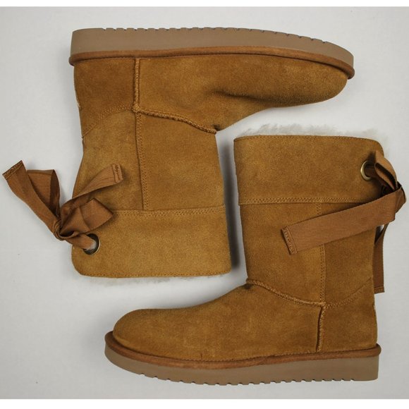 NWOB Ugg Koolaburra Suede Fur Lined Bow Boots Sz 7 - Picture 9 of 11